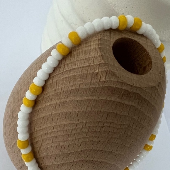 STRETCH Beaded Anklet with White & Yellow Glass Beads - Picture 5 of 12